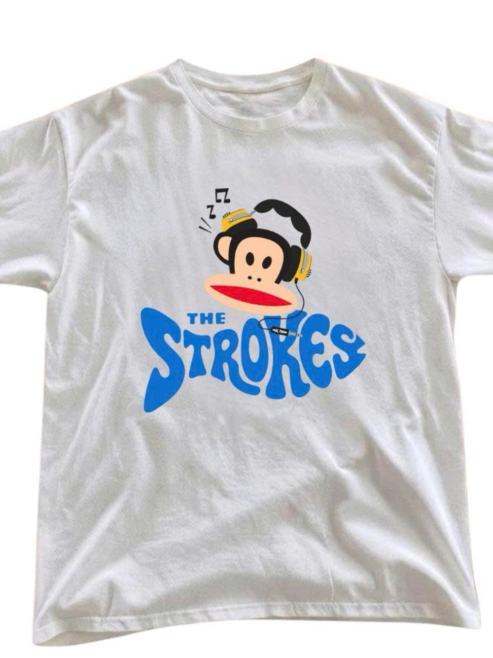 Gildan White Shirt Paul Frank With Blue The Strokes The Graphic Tee